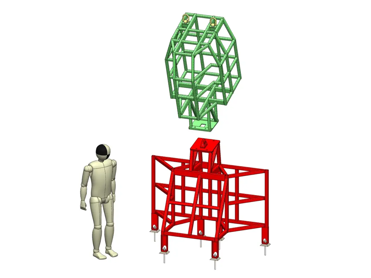The underlying support frame developed for this job, overlaid with the reinforced concrete sculpture.