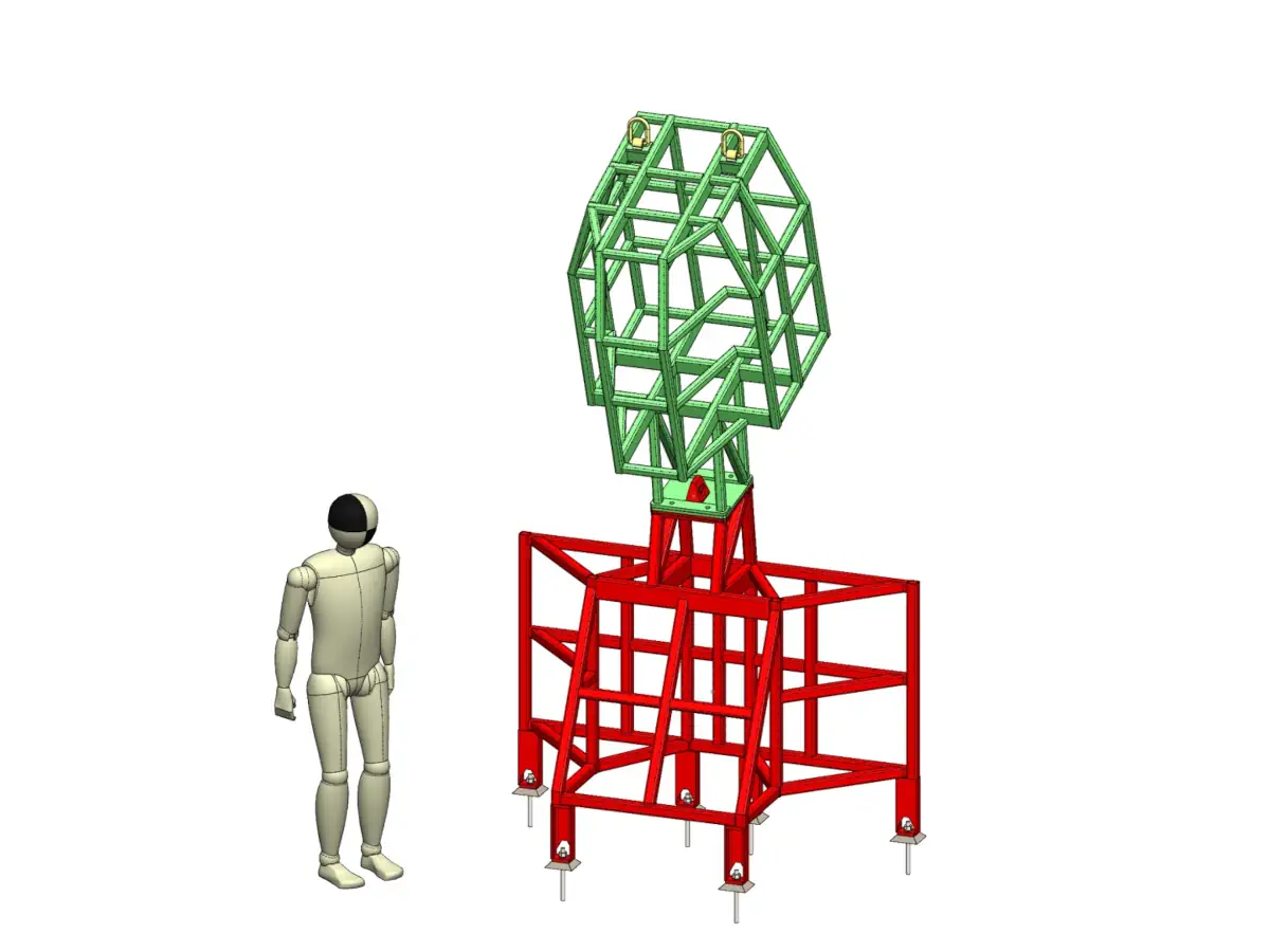 The underlying support frame developed for this job, overlaid with the reinforced concrete sculpture.