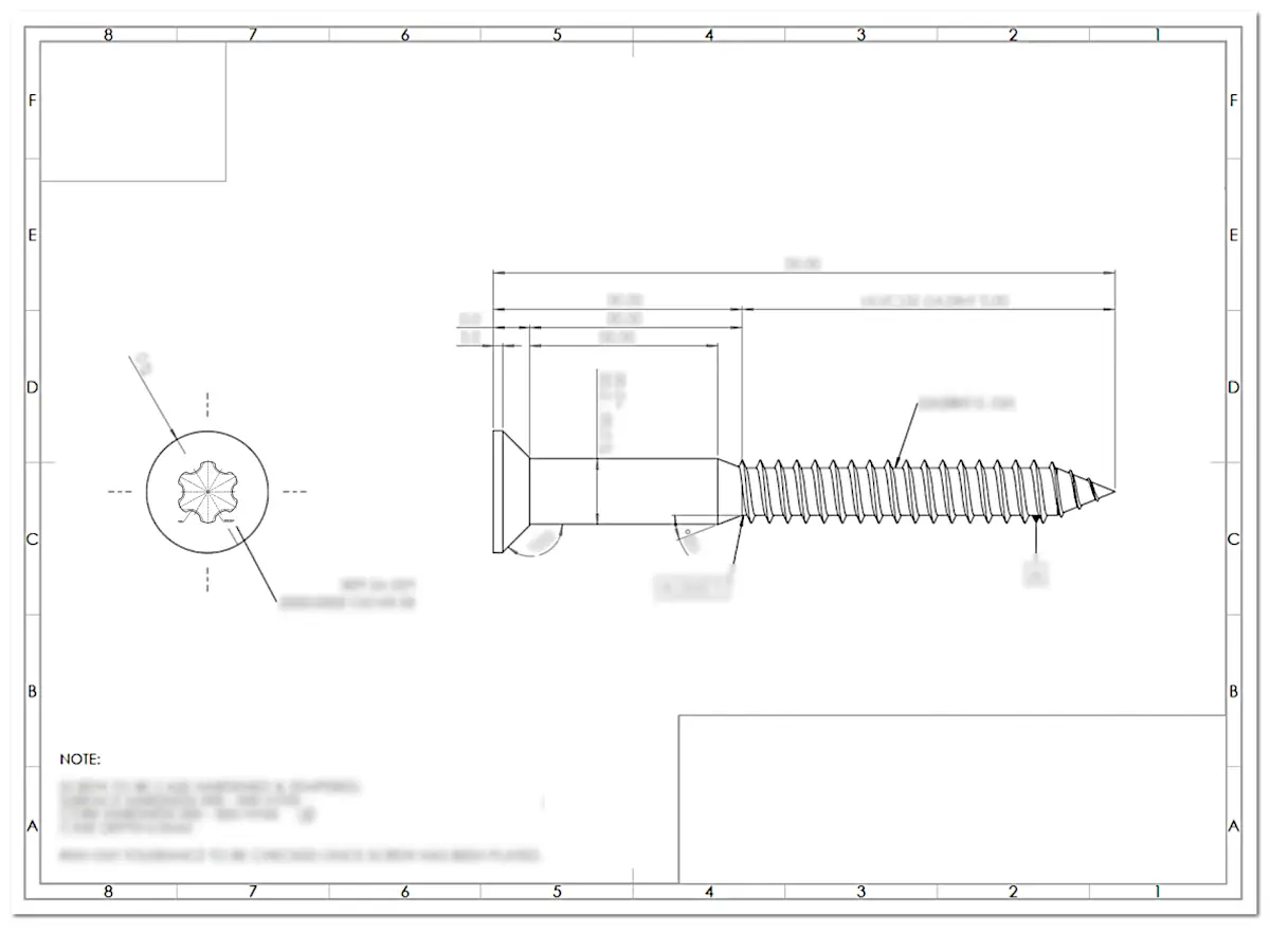 Revised production drawing for the re-specified bespoke fixing component
