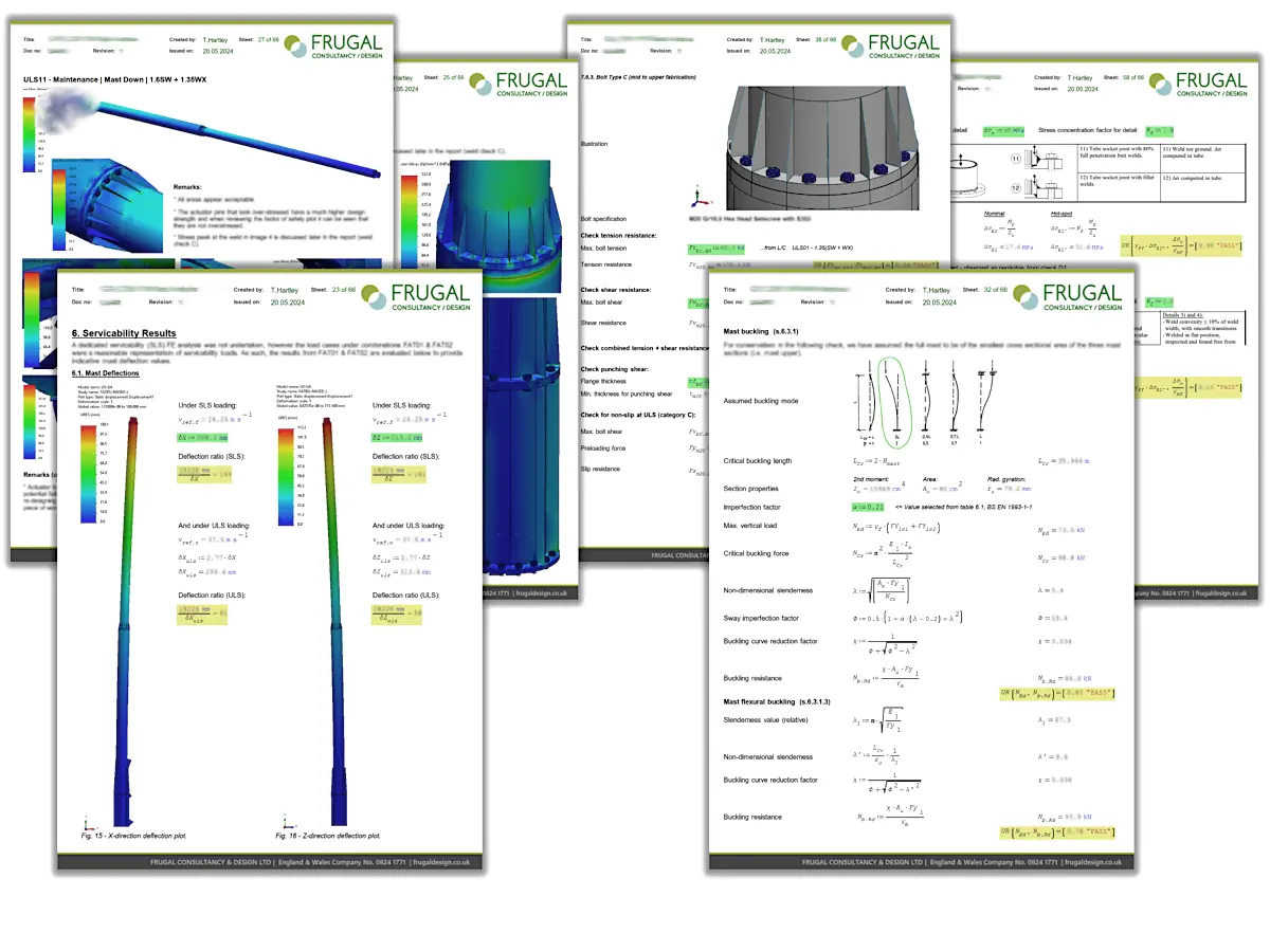 Example FEA stress plot from the structural report