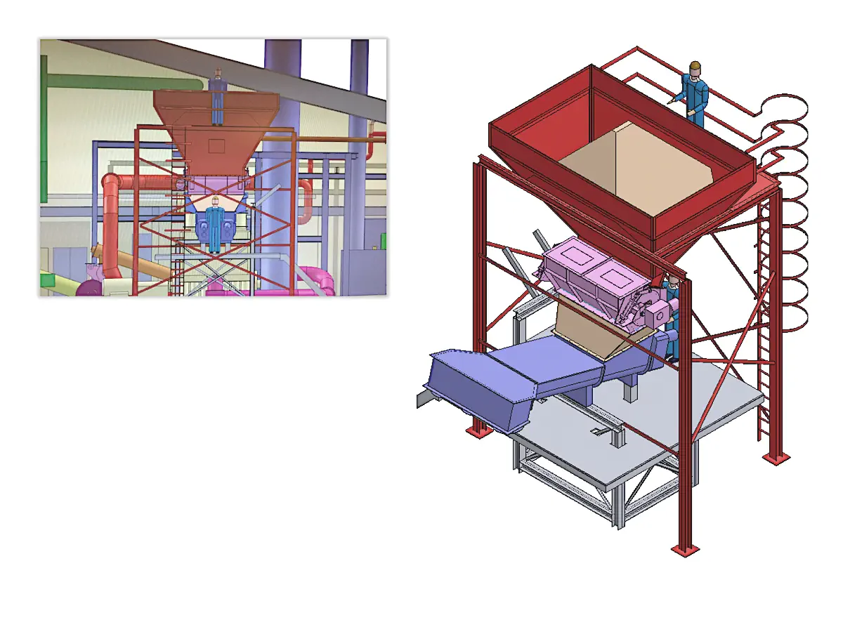 The 3D manufacturing-detail model of the hopper