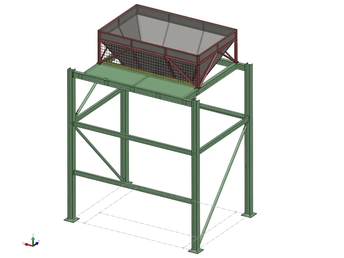 The 3D manufacturing-detail model of the hopper