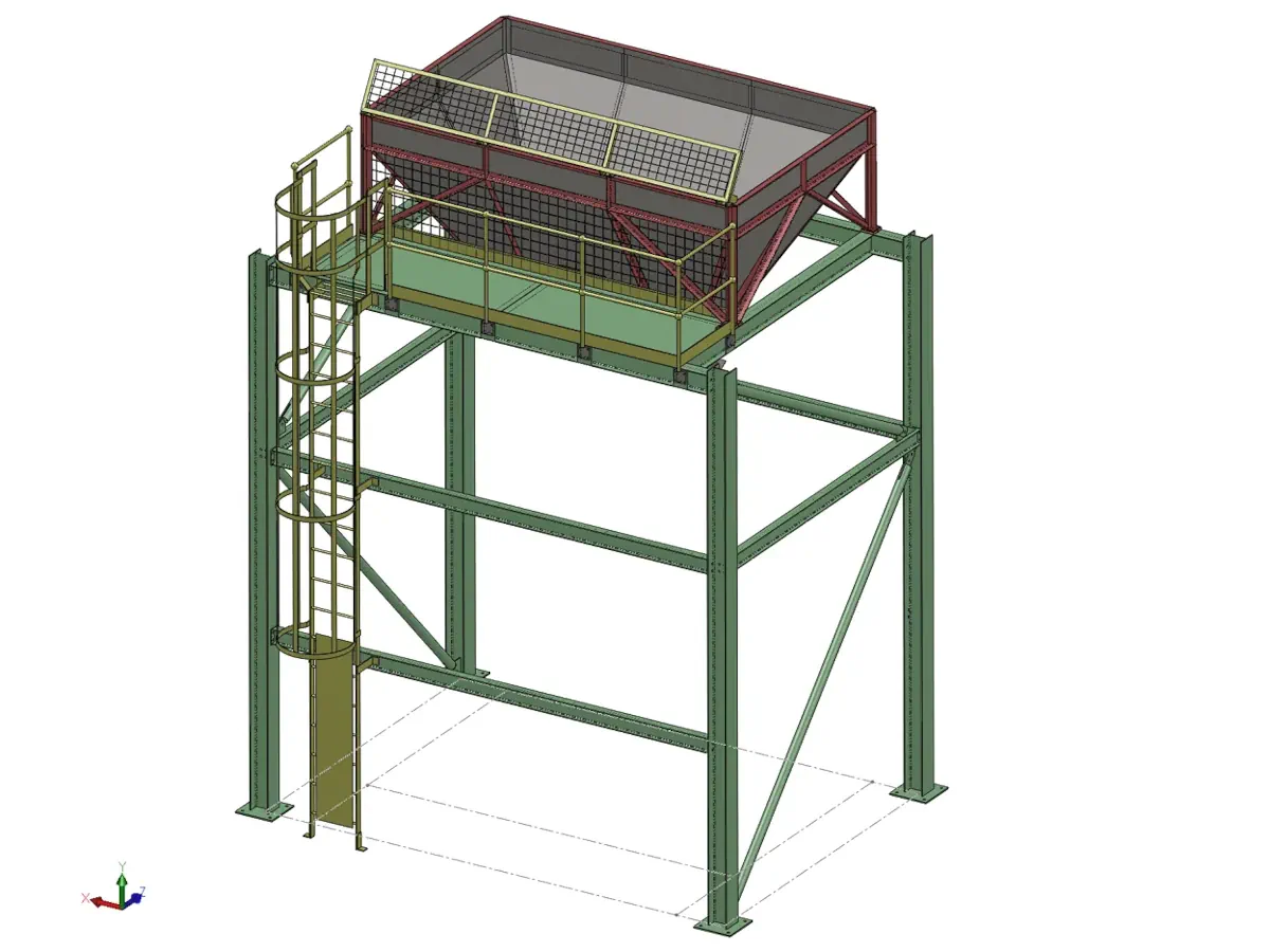 The 3D manufacturing-detail model of the hopper