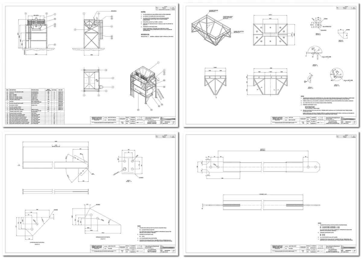 The 3D manufacturing-detail model of the hopper