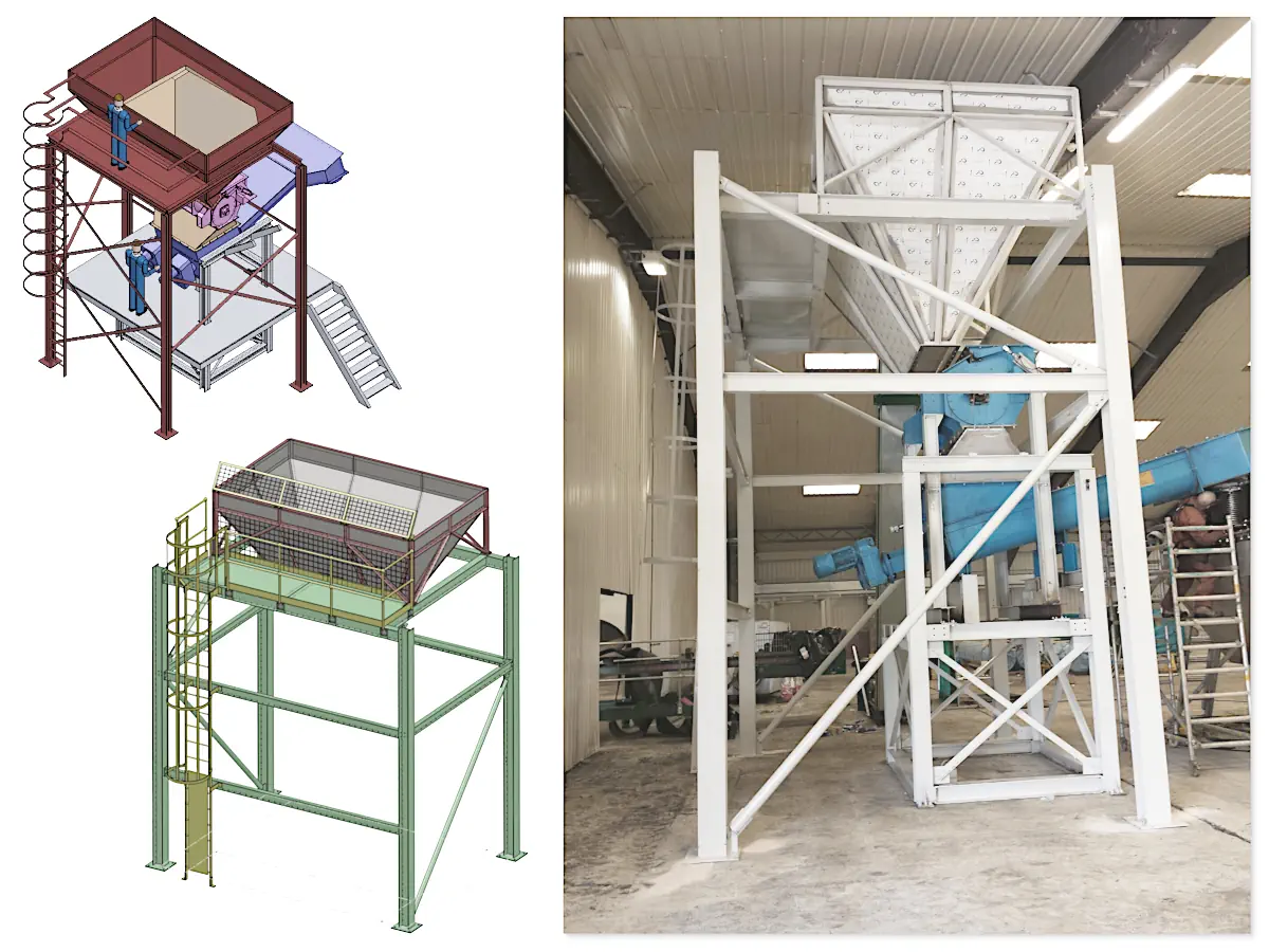 The 3D manufacturing-detail model of the hopper